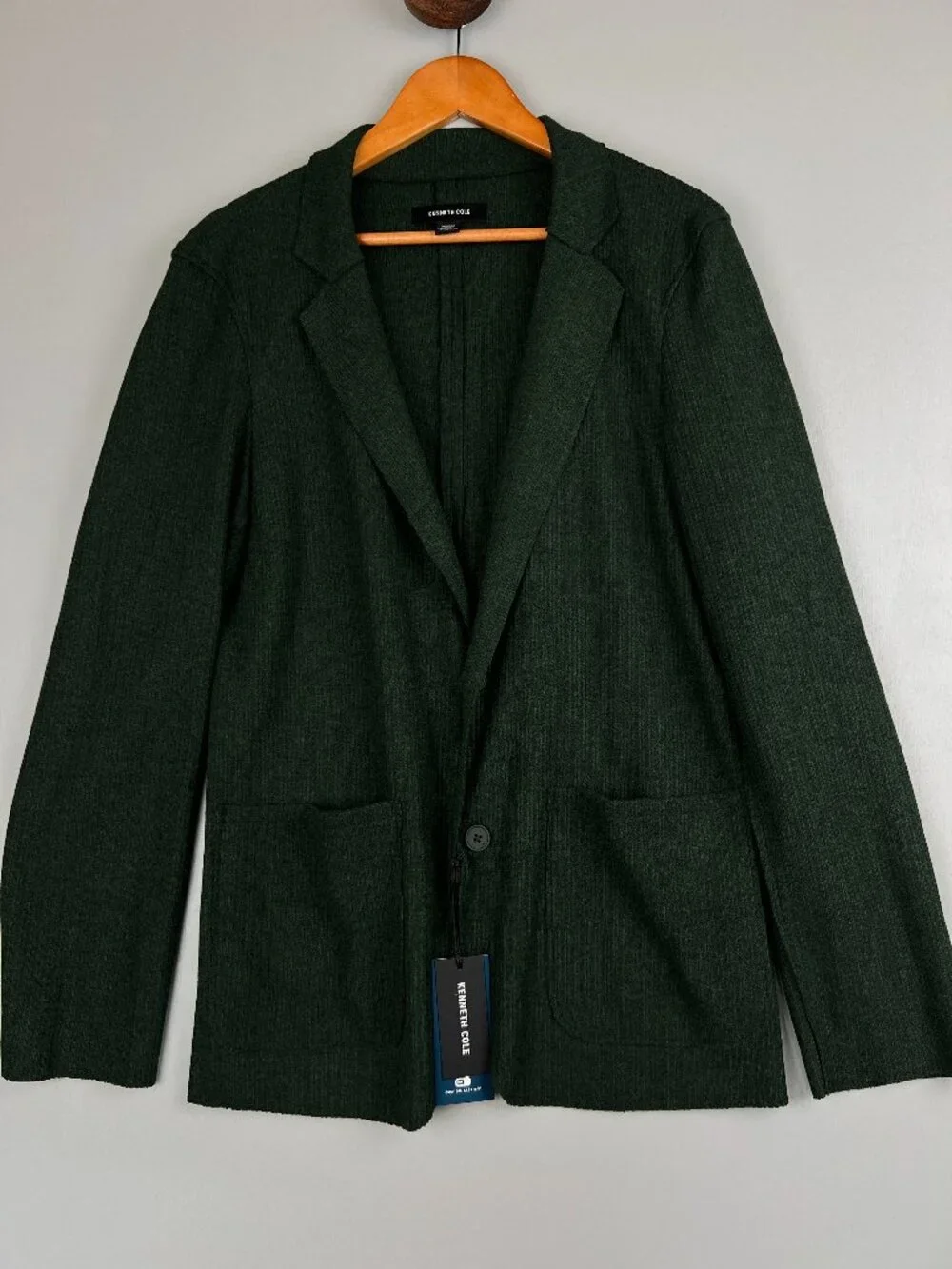 Kenneth Cole Men’s Knit Tailored Blazer Jacket Dark Green Size M NWT $195